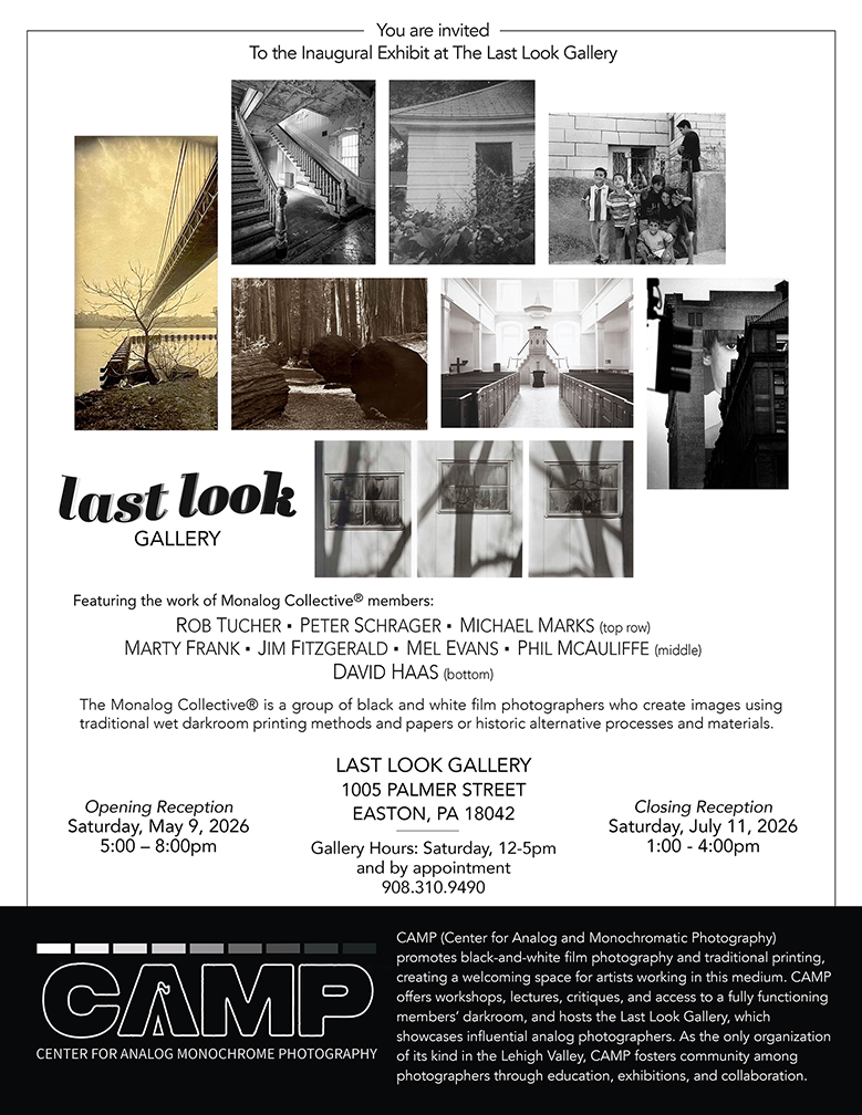 Opening of Monalog’s Show at the Center for Analog Monochromatic Photography (CAMP) Last Look Gallery