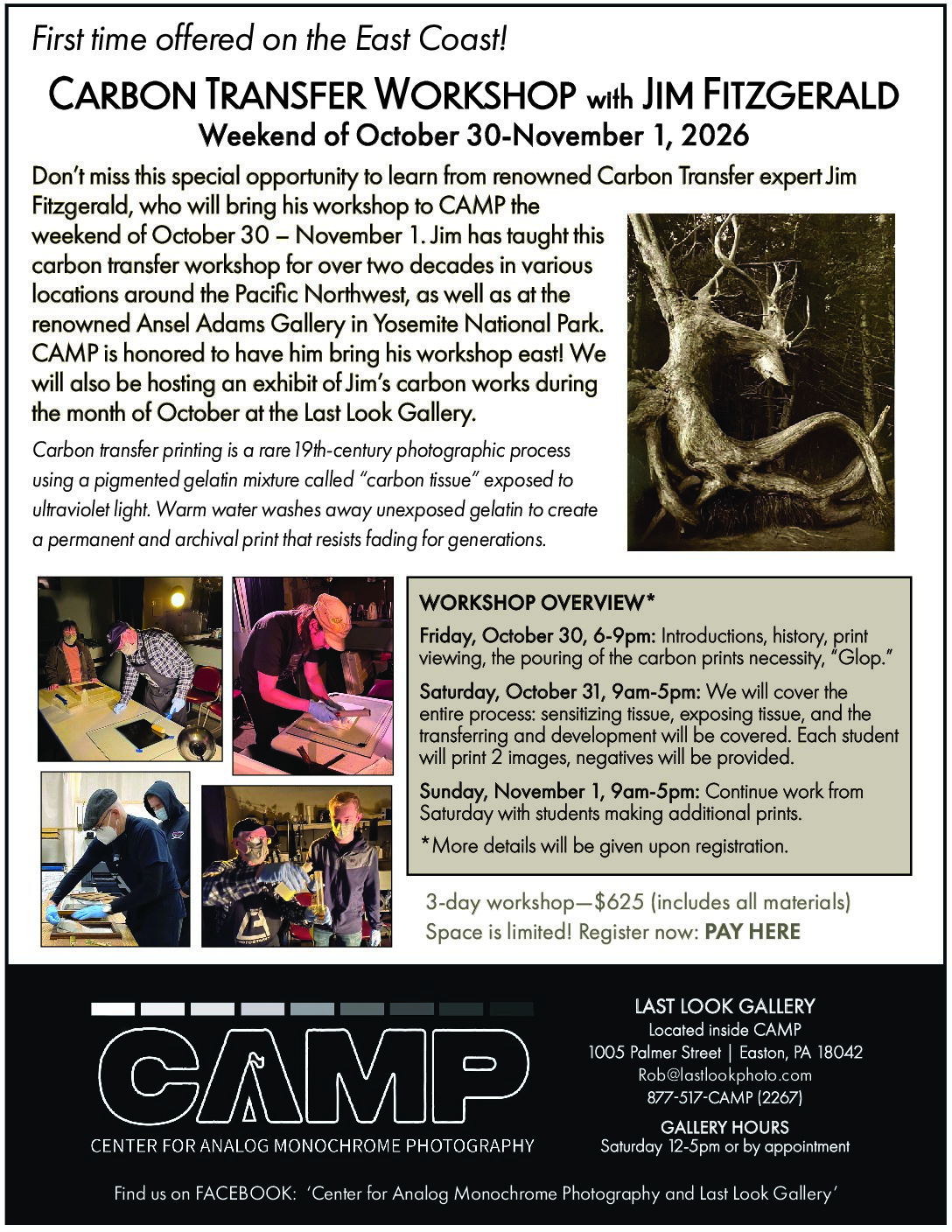 Carbon Transfer Workshop with Jim Fitzgerald at CAMP, October 30th – November 1st
