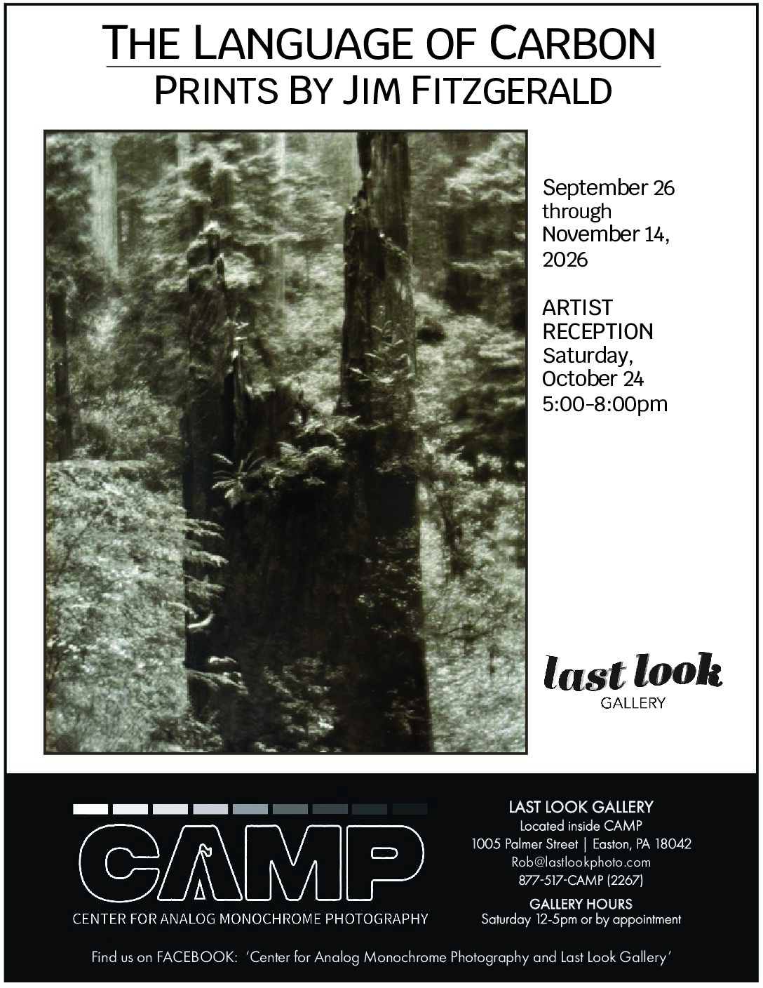 The Language of Carbon, Prints by Jim Fitzgerald, CAMP Last Look Gallery, September 26 – November 14